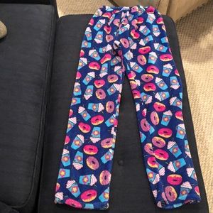 Girls fuzzy donut colorful pajama pants